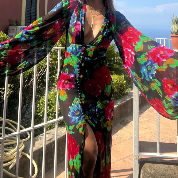 Rat & Boa Floral Maxi Dress - Red, Green, Blue - Picture 6 of 6